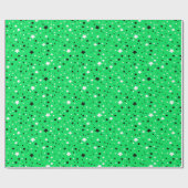 Schwarz-Weiß-Sterne auf Neongrün Geschenkpapier (Flach)