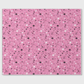 Schwarz-Weiß-Sterne in Rosa Geschenkpapier (Flach)