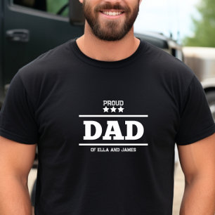 Schwarz-Weiß-Sterne-Proud-Dad-T-Shirt T-Shirt