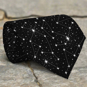 Schwarz Weiß Sternenkarte Sternbilder Spaceastrolo Krawatte