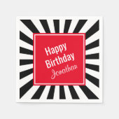 Schwarz-Weiß-Sternexplosion Streifen für jeden Fal Serviette (Vorderseite)