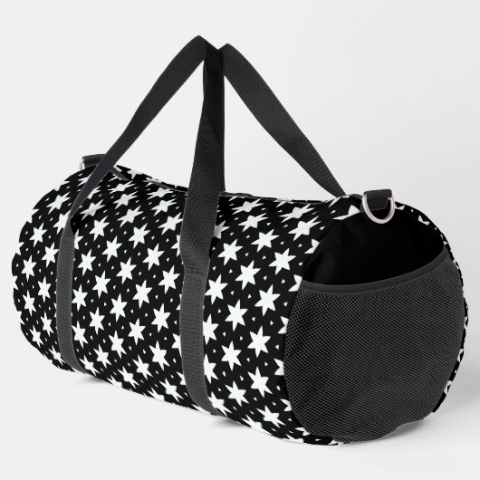 Schwarz-Weiß-Sternmuster Duffle Bag (Rechte Ecke)