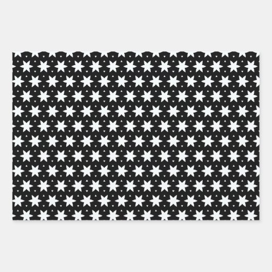Schwarz-Weiß-Sternmuster Geschenkpapier Set (Vorderseite 2)