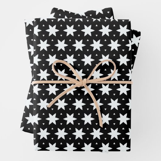 Schwarz-Weiß-Sternmuster Geschenkpapier Set (Beispiel)