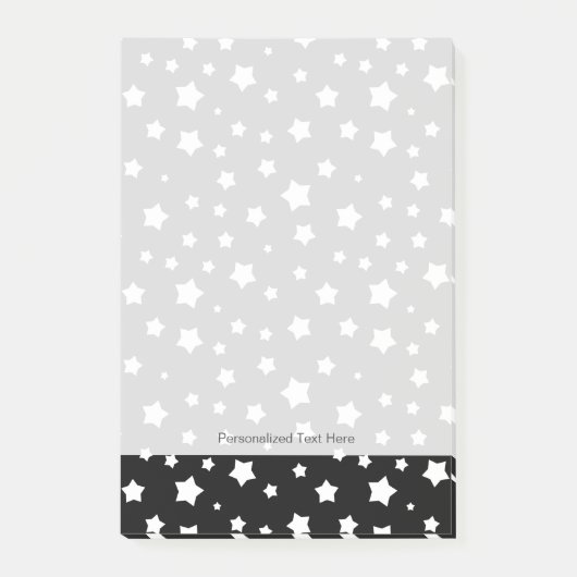 Schwarz-Weiß-Sternmuster Post-it Klebezettel (Vorderseite)