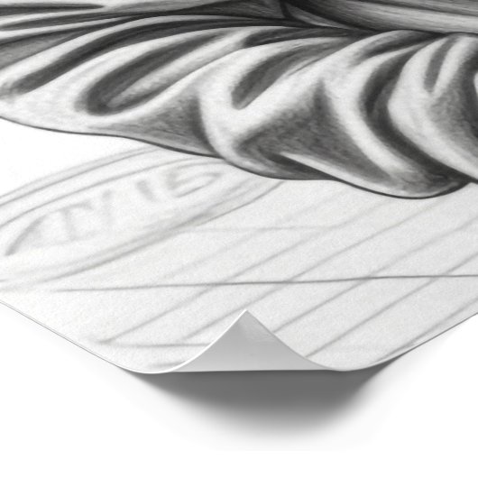 Schwarz-Weiß-Stift Zeichne Sad Boy AI Art Poster (Ecke)