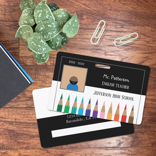 Schwarz-Weiß-Stifte Horizontale Lehrer-Abzeichen Ausweis