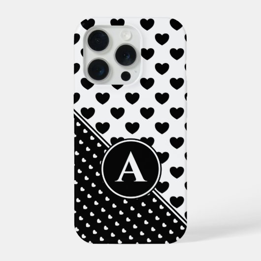 Schwarz-Weiß-Stil, benutzerdefinierte Monogramm iPhone Hülle (Rückseite)