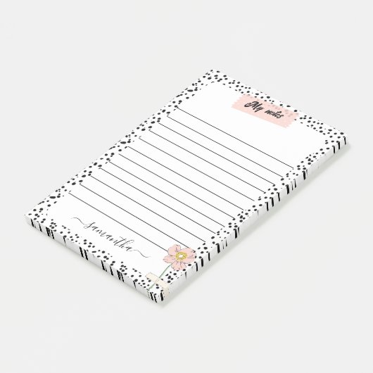 Schwarz-Weiß-Stil Post-it Klebezettel (angewinkelt)