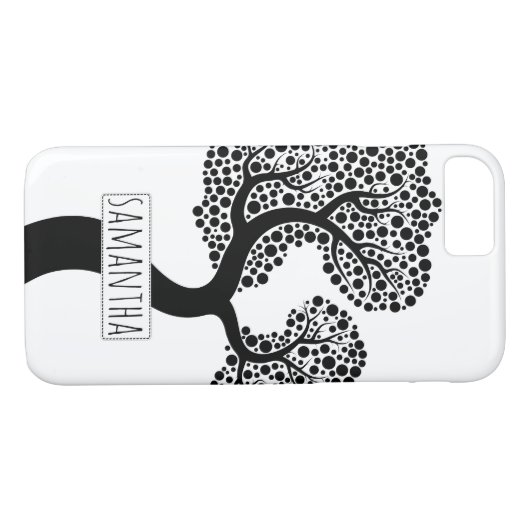 Schwarz-Weiß-Stilbaum und Name Case-Mate iPhone Hülle (Rückseite (Horizontal))