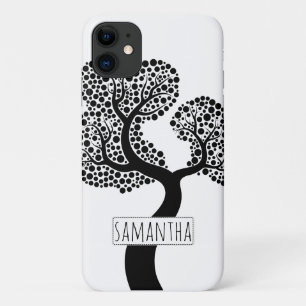 Schwarz-Weiß-Stilbaum und Name Case-Mate iPhone Hülle