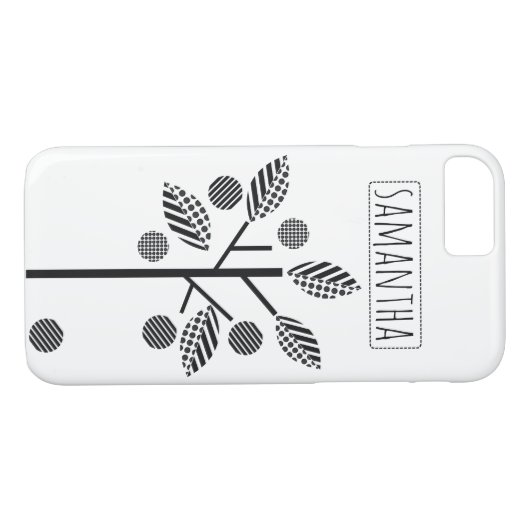 Schwarz-Weiß-Stilbaum und Obst modern Case-Mate iPhone Hülle (Rückseite (Horizontal))