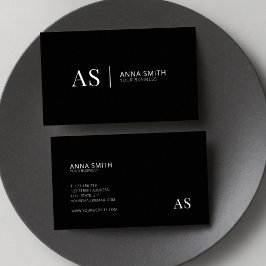 Schwarz-Weiß-Stilftige Monogram-Moderne Visitenkarte