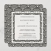 Schwarz + Weiß stilisierte Waves Moderne Beach Hoc Einladung (Vorne/Hinten)