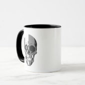 Schwarz-weiß-stilisierter Schädel mit dunklem Desi Tasse (Vorderseite Links)
