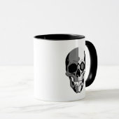Schwarz-weiß-stilisierter Schädel mit dunklem Desi Tasse (VorderseiteRechts)