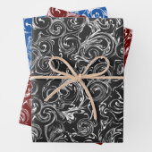 Schwarz-Weiß Stilkleidung Eleganter Weißer Stroke Geschenkpapier Set (Beispiel)