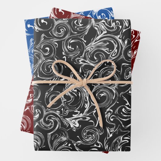 Schwarz-Weiß Stilkleidung Eleganter Weißer Stroke Geschenkpapier Set (Beispiel)