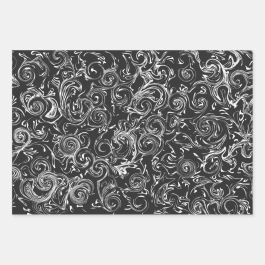 Schwarz-Weiß Stilkleidung Eleganter Weißer Stroke Geschenkpapier Set (Vorderseite)