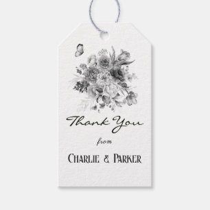 Schwarz & Weiß Stillleben Kunst Floral Vielen Dank Geschenkanhänger