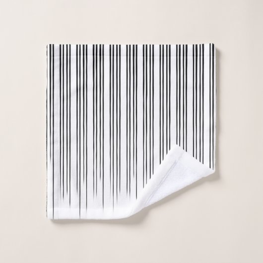 Schwarz/Weiß Stilloses, unregelmäßiges Streifenmus Waschlappen (Waschlappen)