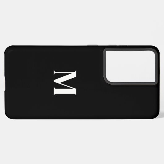 Schwarz-weiß Stilvolle Elegant Individuelle Name M Samsung Galaxy Hülle (Linke Seite)