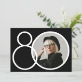 Schwarz-weiß Stilvolles Minimalistisches Foto 80. Einladung (Stehend Vorderseite)