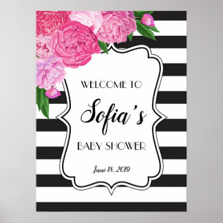 Schwarz-Weiß-Stirn-Rosa Blütendusche Schild