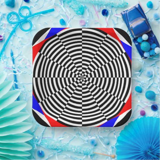 Schwarz-Weiß-Strahlung von Kenneth Yoncich Pappteller (Party)