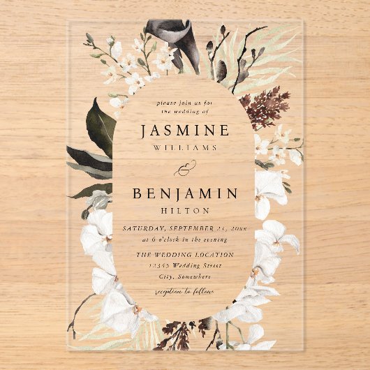 Schwarz-Weiß-Strand Acryleinladungen (Vorderseite)