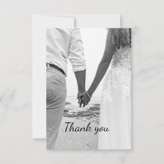 Schwarz-Weiß Strand Hochzeit danke (Vorderseite)