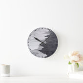 Schwarz-Weiß-Strand landschaftlich Runde Wanduhr (Zuhause)