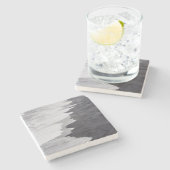 Schwarz-Weiß-Strand landschaftlich Steinuntersetzer (Seitenansicht)