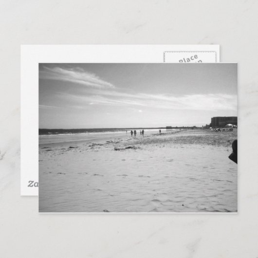 Schwarz-Weiß-Strand Postkarte (Vorne/Hinten)