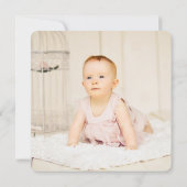 Schwarz/Weiß Streifen 1. Geburtstag Foto-Karten Einladung (Rückseite)