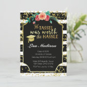 Schwarz-Weiß-Streifen Abschluss Einladung (Stehend Vorderseite)