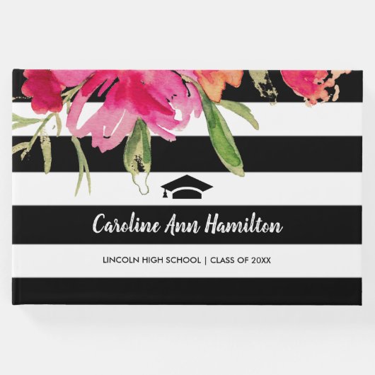 Schwarz-Weiß Streifen Abschluss Gästebuch (Vorderseite)