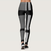 Schwarz-Weiß-Streifen abstrakt Leggings (Rückseite)
