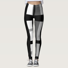 Schwarz-Weiß-Streifen abstrakt Leggings