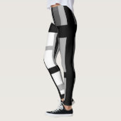 Schwarz-Weiß-Streifen abstrakt Leggings (Links)