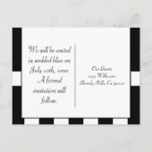 Schwarz-Weiß-Streifen Ankündigungspostkarte (Rückseite)