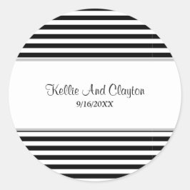Schwarz/Weiß Streifen auf der Hochzeitstickerei Runder Aufkleber