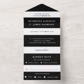 Schwarz-Weiß-Streifen auf einer Hochzeit einladen All In One Einladung (Innen Boden)