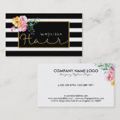 Schwarz-Weiß-Streifen aus Glitzer-Haargold Visitenkarte (Vorne/Hinten)