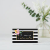 Schwarz-Weiß-Streifen aus Glitzer-Haargold Visitenkarte (Stehend Vorderseite)