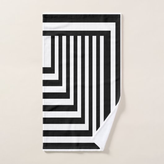 Schwarz-Weiß-Streifen Badhandtuch Set (Handtuch)