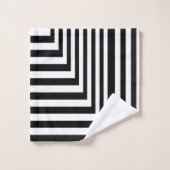 Schwarz-Weiß-Streifen Badhandtuch Set (Waschlappen)