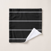 Schwarz-Weiß-Streifen Badhandtuch Set (Waschlappen)