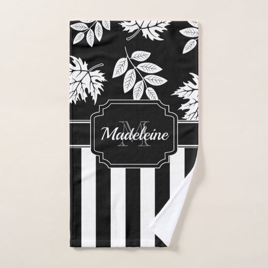 Schwarz-Weiß-Streifen Badhandtuch Set (Handtuch)