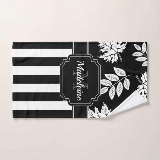 Schwarz-Weiß-Streifen Badhandtuch Set (Handtuch)